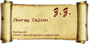 Zboray Zajzon névjegykártya